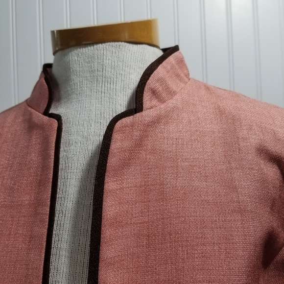 [perceptions] light peach & brown open jacket - Picture 2 of 6
